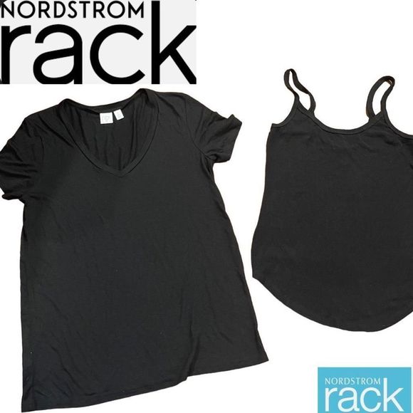 New Bundle of 2 x Nordstrom’s Rack Brands B.P. & Hinge Medium Black Tops - Picture 1 of 5